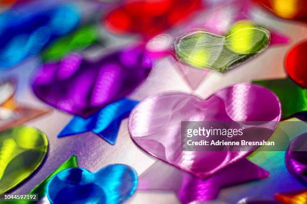 holographic hearts, close-up - kaleidoscope heart stock pictures, royalty-free photos & images