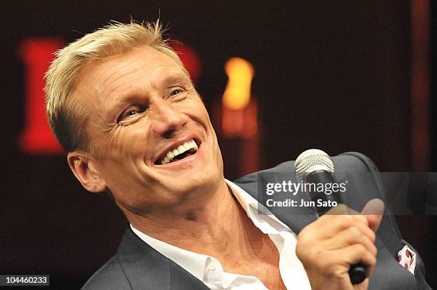 Actor Dolph Lundgren attends the press conference for the "The Expendables" at Shibuya AX on September 26, 2010 in Tokyo, Japan. The film opens in...