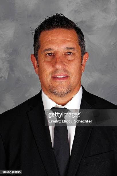 Head Coach Bob Boughner of the Florida Panthers poses for his official headshot for the 2018-2019 season on September 13, 2018 at the BB&T Center in...