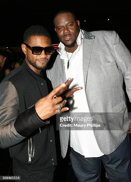Singers Usher and Abraham McDonald attend Attorney Fred Dorton's Annual Celebrity Birthday Bash at Petersen Automotive Museum on September 25, 2010...