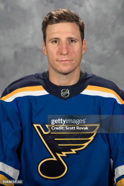 Alexander Steen of the St. Louis Blues poses for his official headshot for the 2018-2019 season on September 13, 2018 in St. Louis, Missouri.