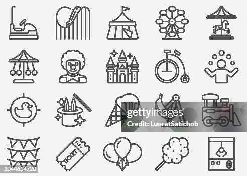 Amusement Park Line Icons Amusement Park Line Icons