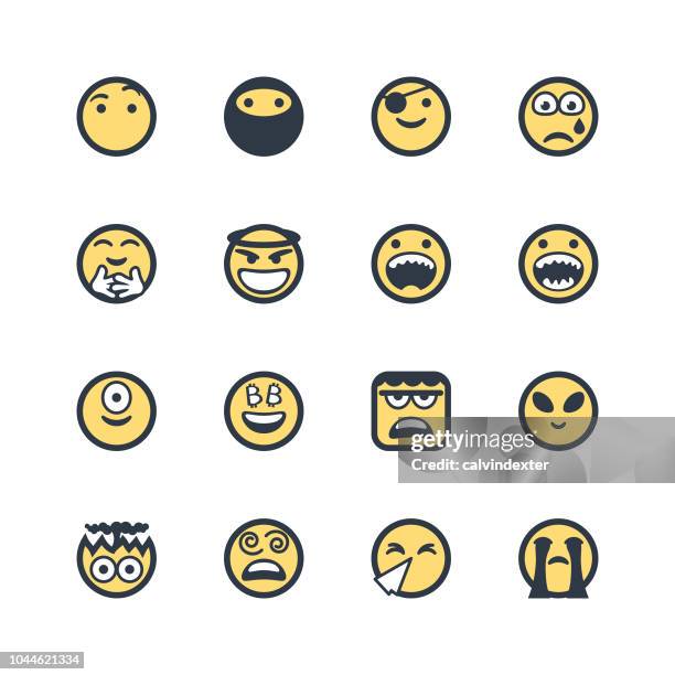 cute line art emoticons set - exploding money stock illustrations