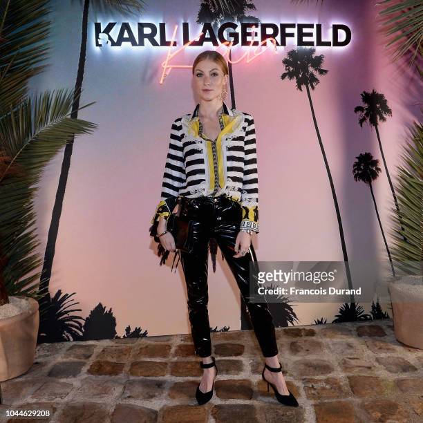 Lisa Banholzer attends the launch of the Karl x Kaia collaboration capsule collection, on October 2, 2018 in Paris, France.