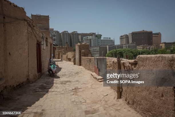 View from a Kashgar old town street and new town can be seen in Kashgar city, northwestern Xinjiang Uyghur Autonomous Region in China. Kashgar is...