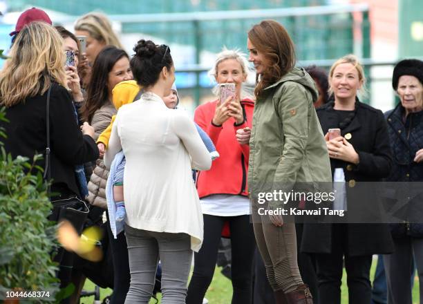 Catherine, Duchess Of Cambridge visits Sayers Croft Forest School and Wildlife Garden on October 2, 2018 in London, England. Sayers Croft is an...