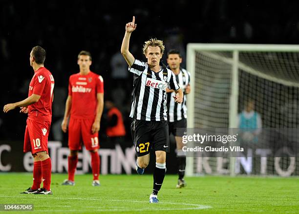 Celebrate of Milos Krasic of Juventus FC after the first goal during the Serie A match between Juventus and Cagliari at Olimpico Stadium on September...