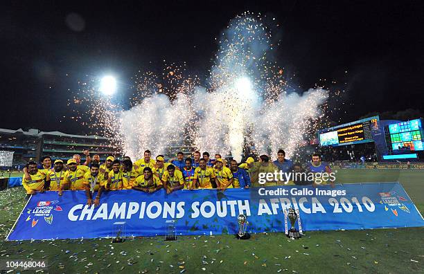 The Kings celebrate during the 2010 Airtel Champions League Twenty20 final match between Chennai Super Kings and Chevrolet Warriors from Bidvest...