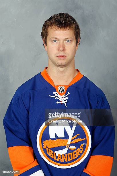 Andy Hilbert of the New York Islanders poses for his official headshot for the 2010-2011NHL season on September 17, 2010 in Uniondale, New York.