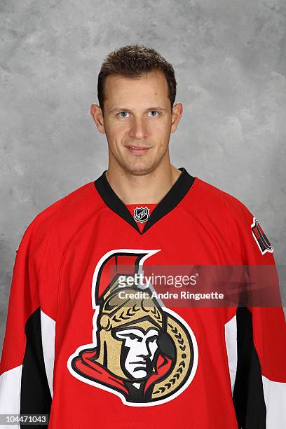 Jason Spezza of the Ottawa Senators poses for his official headshot for the 2010-2011 NHL season at Scotiabank Place on September 17, 2010 in Ottawa,...