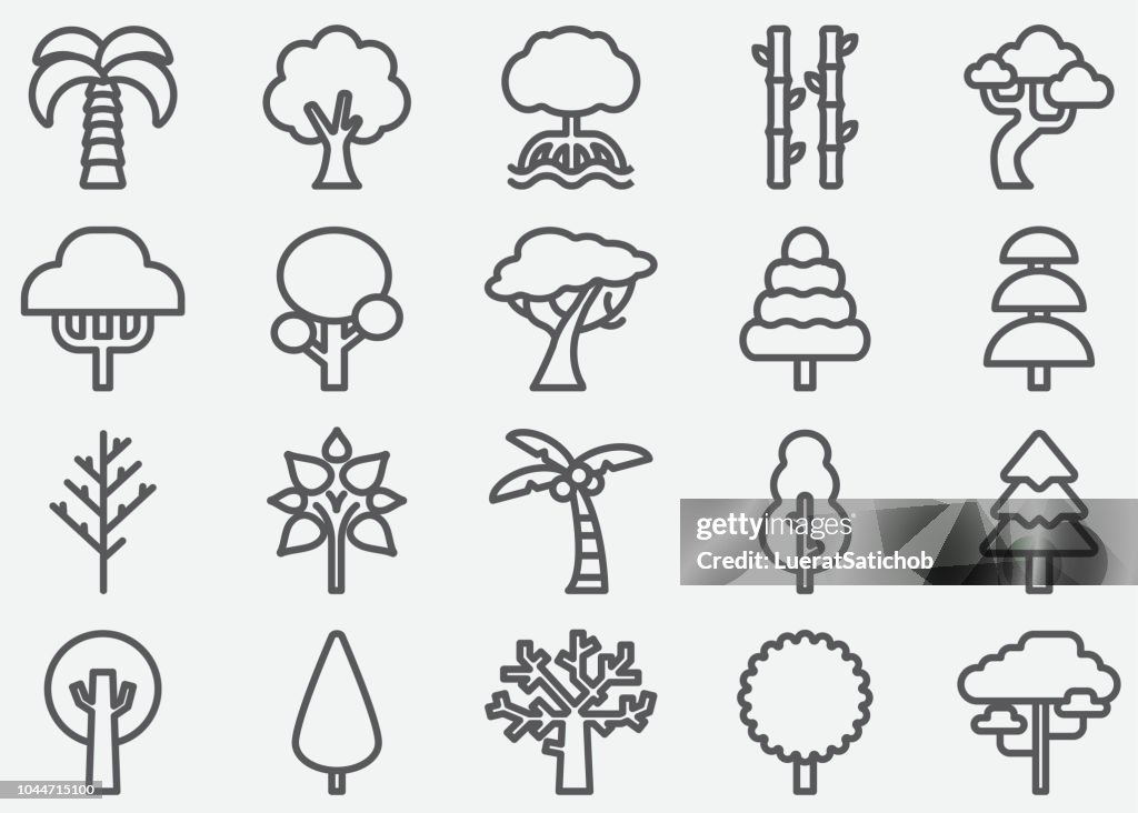 Tree Shape Line Icons