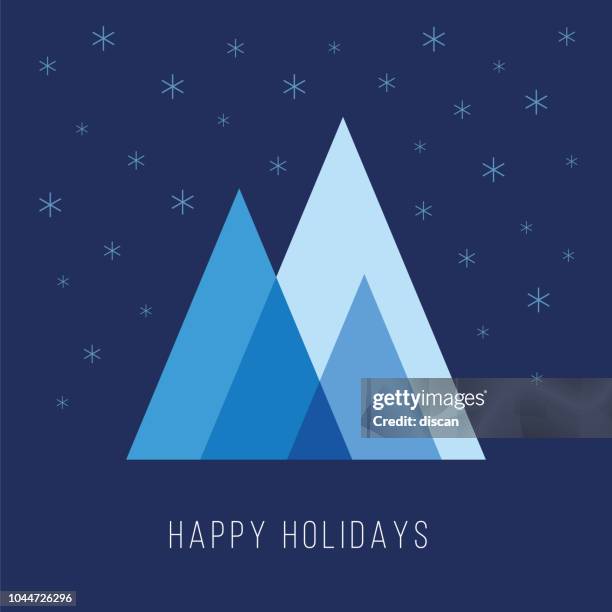greeting card with geometric christmas tree - white pine tree stock illustrations