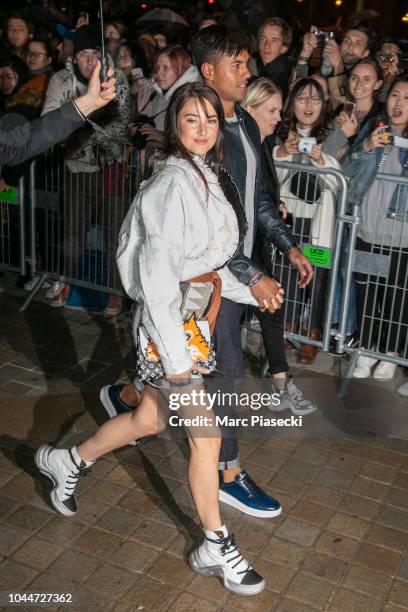 Actress Shailene Woodley and Ben Volavola attend the Louis Vuitton show as part of the Paris Fashion Week Womenswear Spring/Summer 2019 on October 2,...