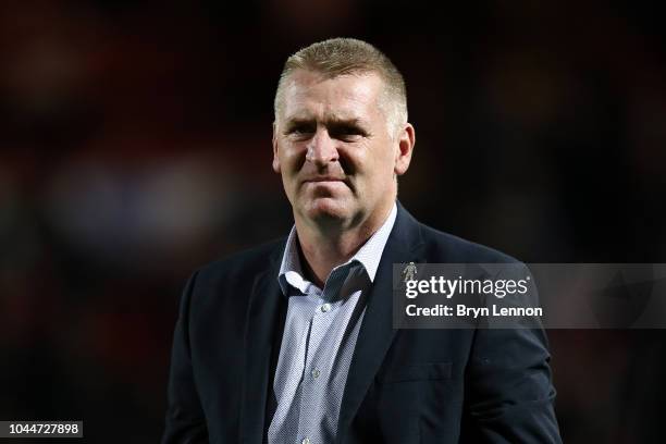 Brentford Manager Dean Smith looks on prior to the Sky Bet Championship match between Brentford and Birmingham City at Griffin Park on October 2,...