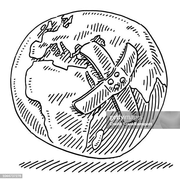 plaster on planet earth drawing - world problems stock illustrations