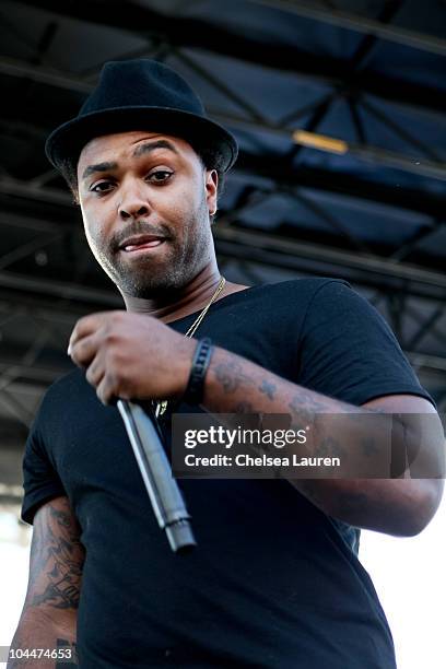 Musician Kentrell "Krispy Kream" Lindsey of The Knux performs at the 2010 Epicenter Music Festival at Auto Club Speedway on September 25, 2010 in...