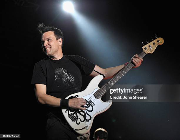 Mark Hoppus of Blink-182 performs at the 2010 Epicenter Music Festival at Auto Club Speedway on September 26, 2010 in Fontana, California.