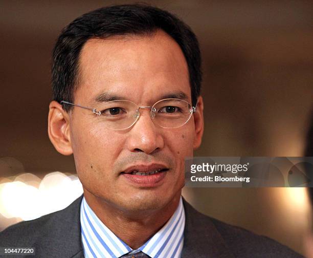 Korn Chatikavanij, Thailand's finance minister, speaks during the World Capital Markets Symposium in Kuala Lumpur, Malaysia, on Monday, Sept. 27,...
