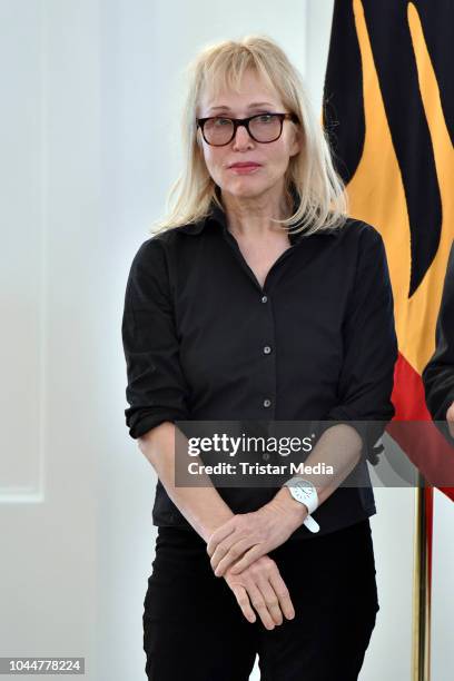 German singer Annette Humpe during the awarding with the Order of Merit of the Federal Republic of Germany on the occasion of the Day of German Unity...