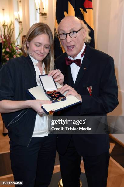 Swiss actress Julia Jentsch and german comedian and actor Otto Waalkes during the awarding with the Order of Merit of the Federal Republic of Germany...