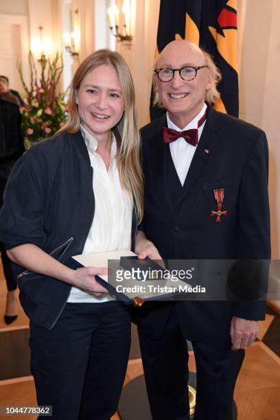 Swiss actress Julia Jentsch and german comedian and actor Otto Waalkes during the awarding with the Order of Merit of the Federal Republic of Germany...