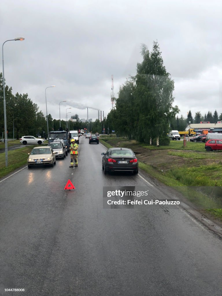 Road work ahead near Oulu, Finland