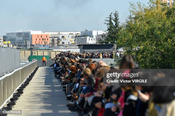 Fashion designer Marine Serre walks the runway during the Marine Serre Ready to Wear fashion show as part of the Paris Fashion Week Womenswear...