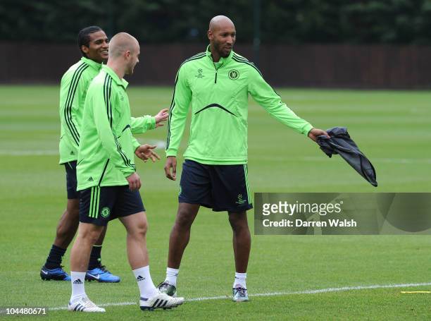 Nicolas Anelka of Chelsea during a training session, ahead of their UEFA Chamions League match against Marseille, at the Cobham training ground on...