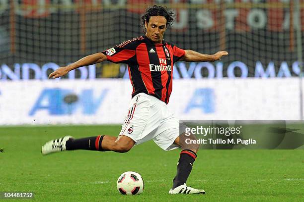 Alessandro Nesta of Milan in action during the Serie A match between Milan and Genoa at Stadio Giuseppe Meazza on September 26, 2010 in Milan, Italy.