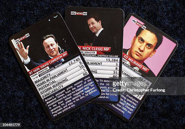 In this photo illustration, pictures of Prime Minister David Cameron, Deputy Prime Minister Nick Clegg and Labour Leader Ed Miliband are featured on...