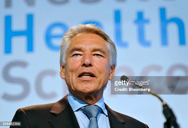 Peter Brabeck-Letmathe, chairman of Nestle SA, speaks during a news conference in Lausanne, Switzerland, on Monday, Sept. 27, 2010. Nestle SA, the...