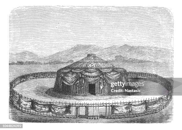 ilustraciones, imágenes clip art, dibujos animados e iconos de stock de yurta mongol - genghis khan - pueblos nómadas