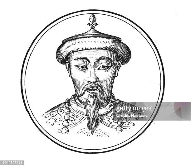 kublai khan of the mongol empire - empire stock illustrations