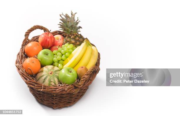 delivery of summer fruit basket - convenience basket stock pictures, royalty-free photos & images