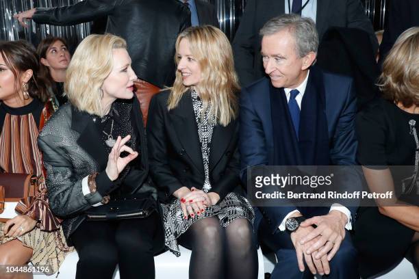 Cate Blanchett, Louis Vuitton's executive vice president Delphine Arnault and Owner of LVMH Luxury Group Bernard Arnault attend the Louis Vuitton...