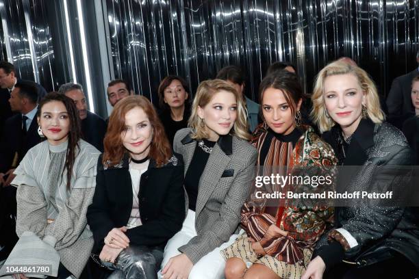 Shu Qi, Isabelle Huppert, Lea Seydoux, Alicia Vikander and Cate Blanchett attend the Louis Vuitton show as part of the Paris Fashion Week Womenswear...