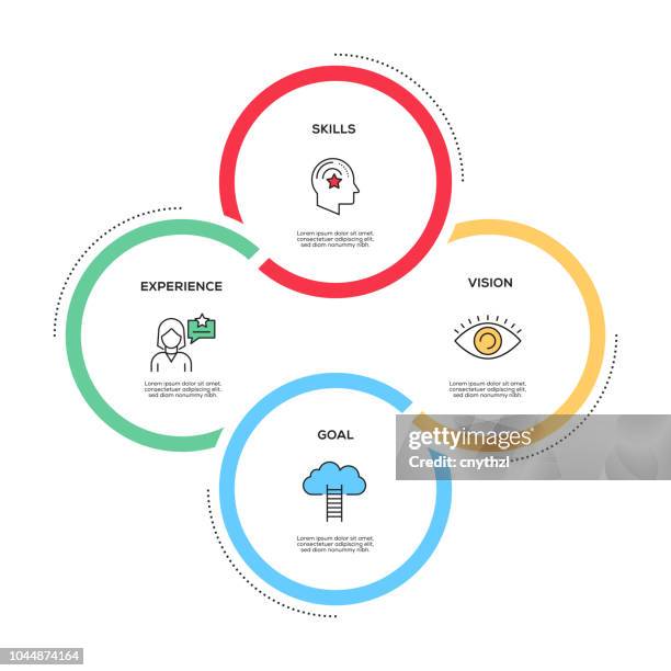 training concept infographic design - round training icons stock illustrations