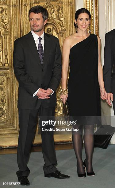 Danish Crown Prince Frederik and Danish Crown Princess Mary, who is pregnant with twins, attend a reception and dinner in their honour at Schloss...