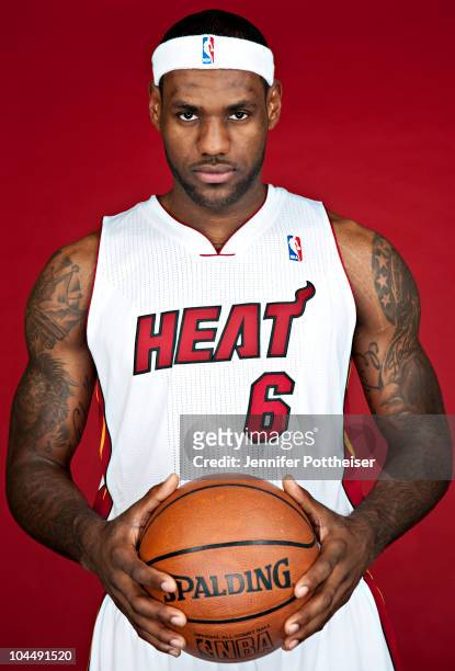 LeBron James of the Miami Heat on September 27, 2010 at the Bank United Center in Miami, Florida. NOTE TO USER: User expressly acknowledges and...