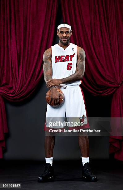 LeBron James of the Miami Heat on September 27, 2010 at the Bank United Center in Miami, Florida. NOTE TO USER: User expressly acknowledges and...