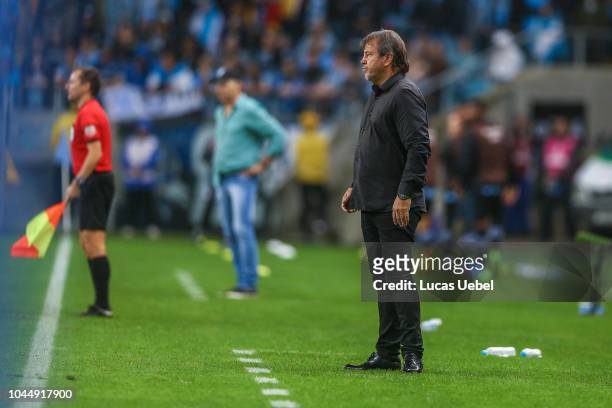 Ricardo Zielinski coach of Atletico Tucuman during the match between Gremio and Atletico Tucuman, part of Copa Conmebol Libertadores 2018, at Arena...