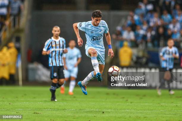 Thaciano of Gremio battles for the ball against Cabral of Atletico Tucuman during the match between Gremio and Atletico Tucuman, part of Copa...
