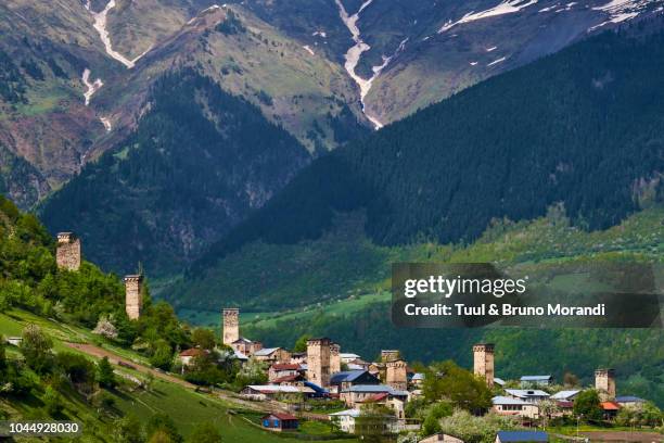 georgia, svaneti, mestia - georgian stock pictures, royalty-free photos & images