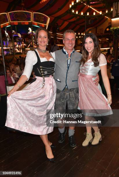 Actress Lara Joy Koerner, Hendrik Hay and Alexandra Polzin-Leinauer during the Welt der Wunder Wiesn as part of the Oktoberfest 2018 at Marstall tent...