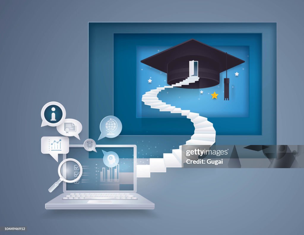 Computer Graduation Board Desktop Computer With Stair To Graduation Cap The Door With Graduation ...