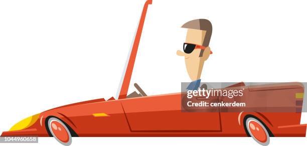convertable car - cool guy car stock illustrations