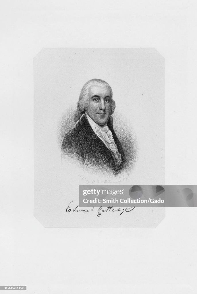 Elwin Rutledge Engraved portrait of Edward Rutledge, the youngest signer of the ...