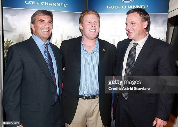 Executive director of The Golf Channel Original Productions Jay Kossoff, Andrew Giuliani and Senior Director at Golf Channel Paul Schlegel attend the...