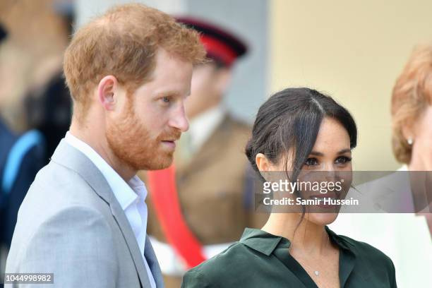 Prince Harry, Duke of Sussex and Meghan, Duchess of Sussex arrive at the University of Chichester's Engineering and Digital Technology Park during an...
