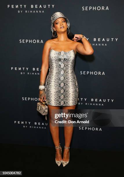 Rihanna attends the Fenty Beauty by Rihanna Anniversary Event on October 3, 2018 in Sydney, Australia.